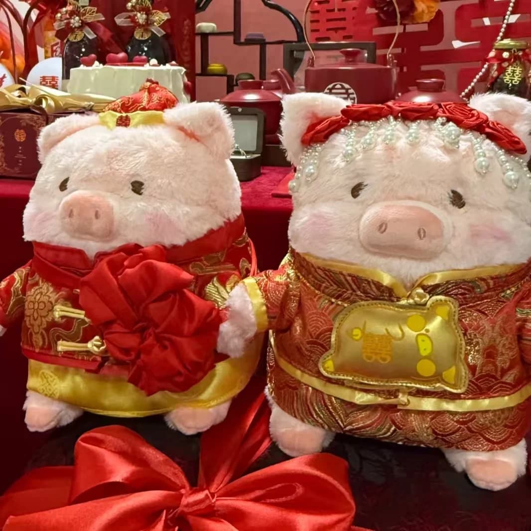 Original Hot Wedding Doll Canned Pig Lulu Pig Wedding Press Doll Wedding Gift Soft Doll Valentines Gift Anime Figures Collect