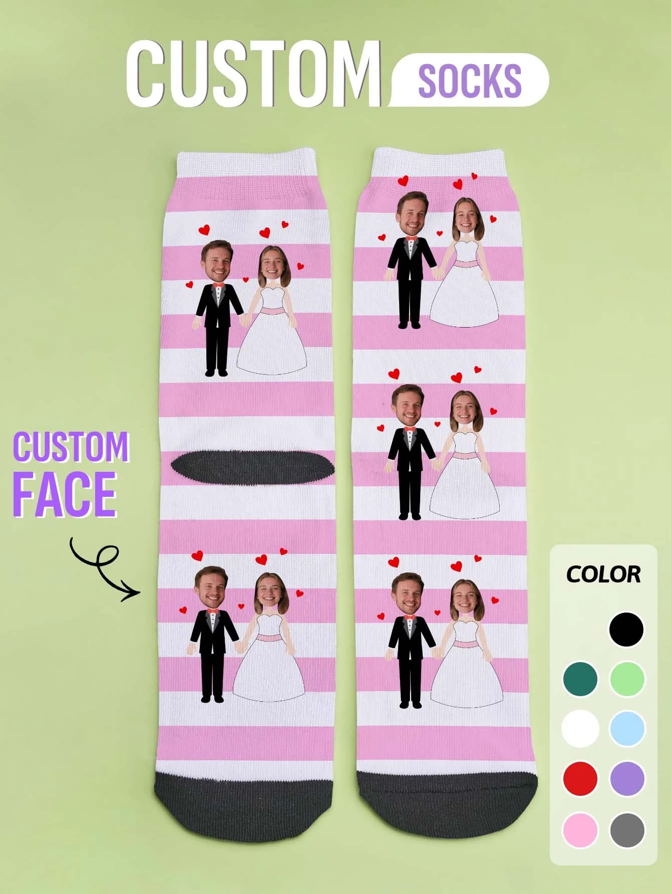 Custom Photo Socks Personalized Couple Picture Socks Wedding Anniversary Valentine Birthday Gift for Him Her Mom Dad