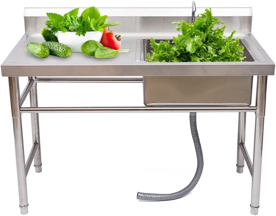 Stainless Steel Table with Sink Commercial Prep Station
