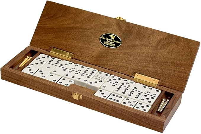 Personalized Dominoes Game Luxury Walnut Case Set