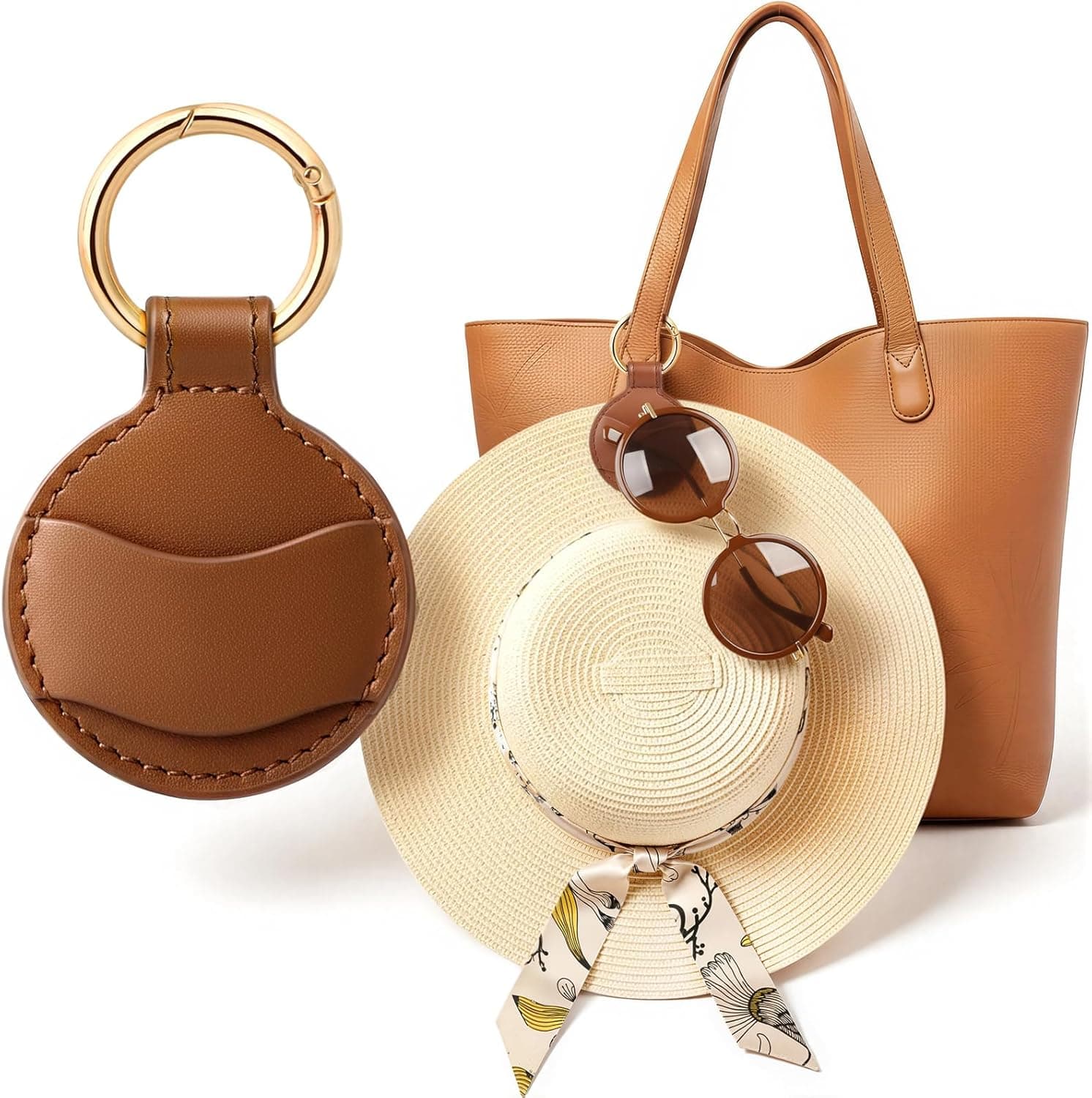 Hat Magnet Clip Sunglasses Holder Travel Leather Brown