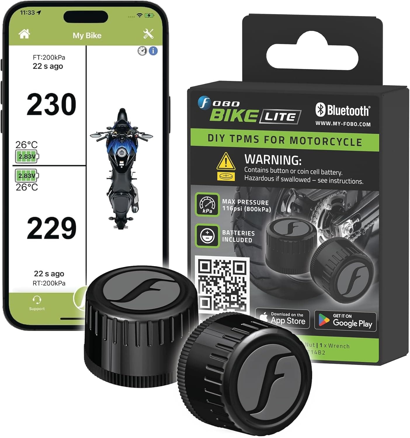 Motorcycle TPMS Tyre Pressure Monitoring System Lite