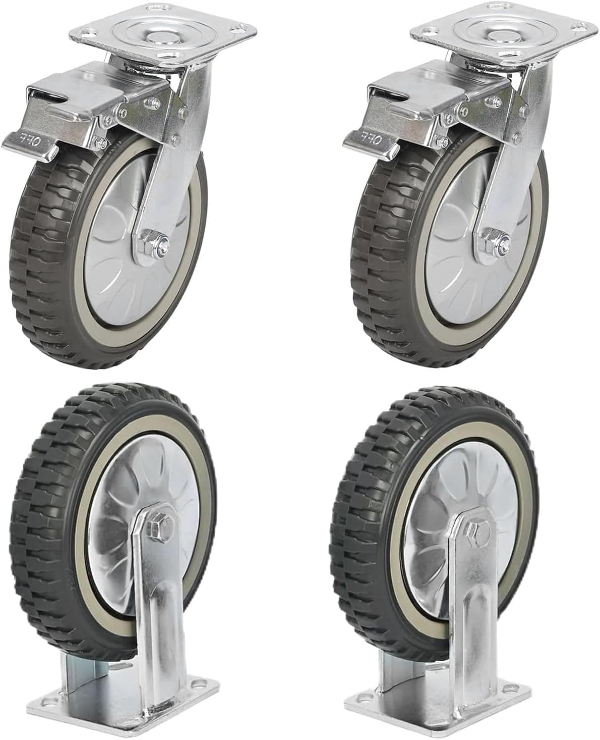 8 Inch Trolly Tyre with Brakes – Heavy Duty Caster Wheels Set of 4