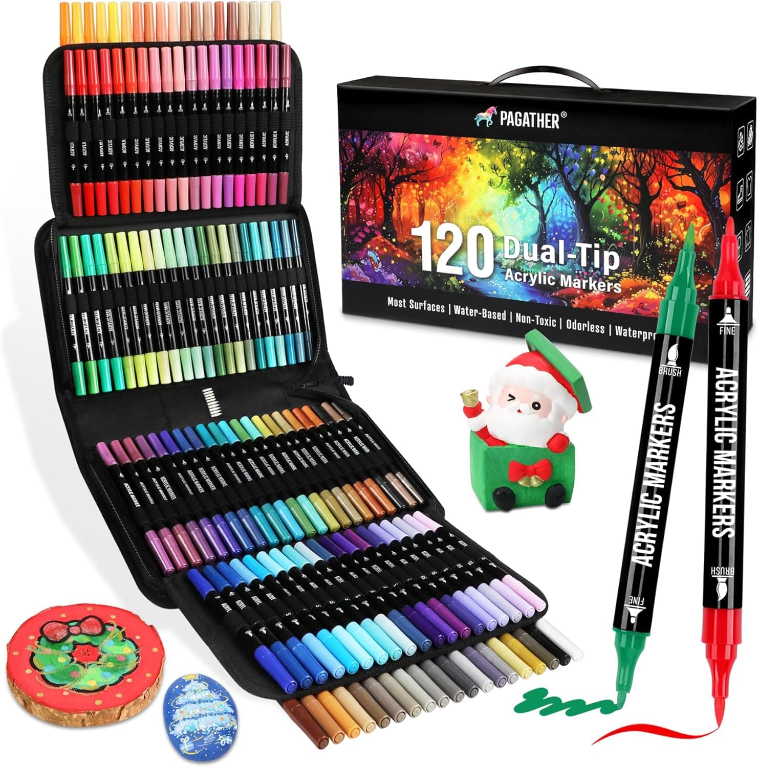 Creative Prime Deal 120-Color Acrylic Paint Markers – Dual Tip (Fine + Brush)