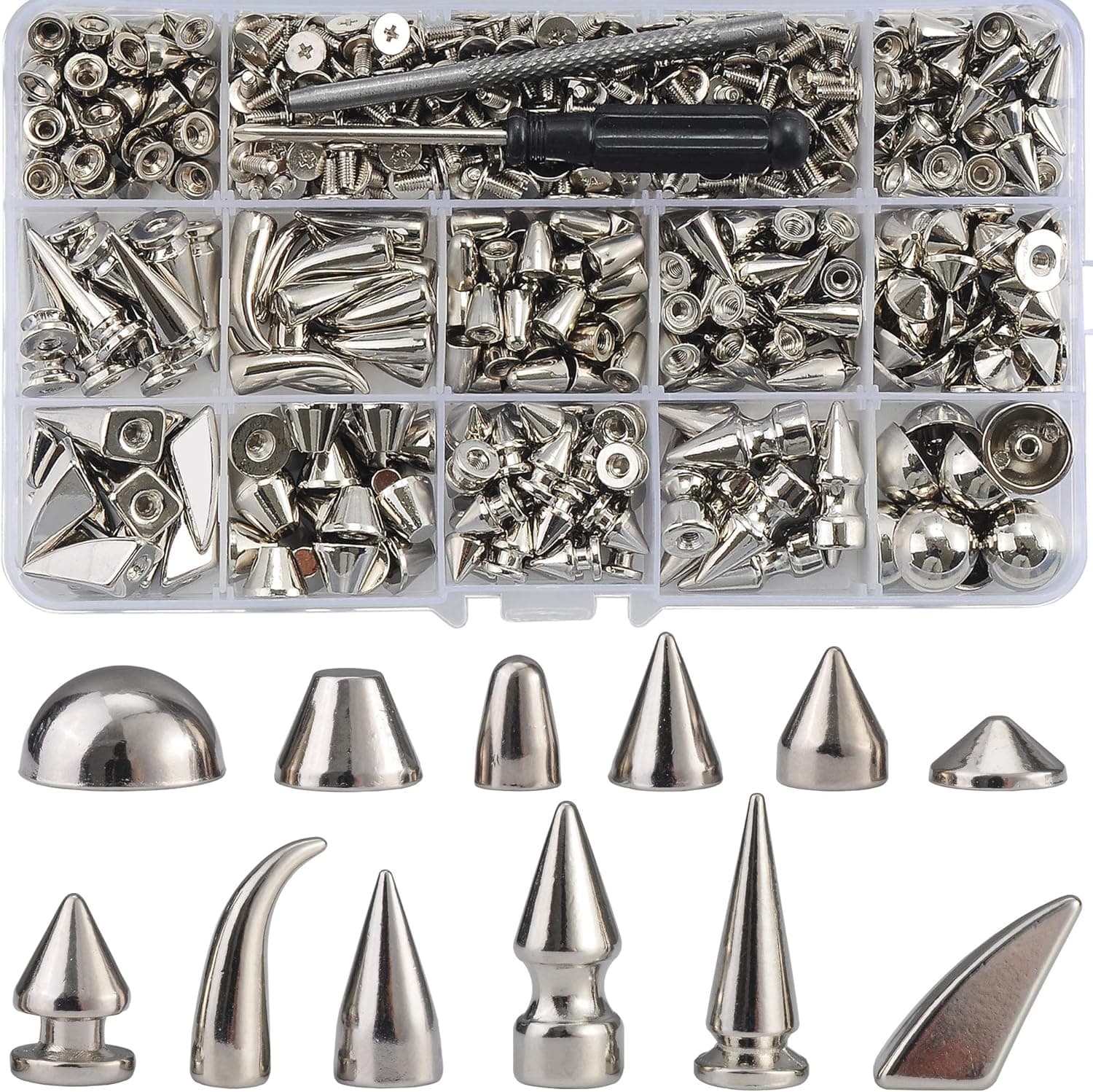 Spike Charms for Jewelry Bulk Silver Stud Rivet Kit