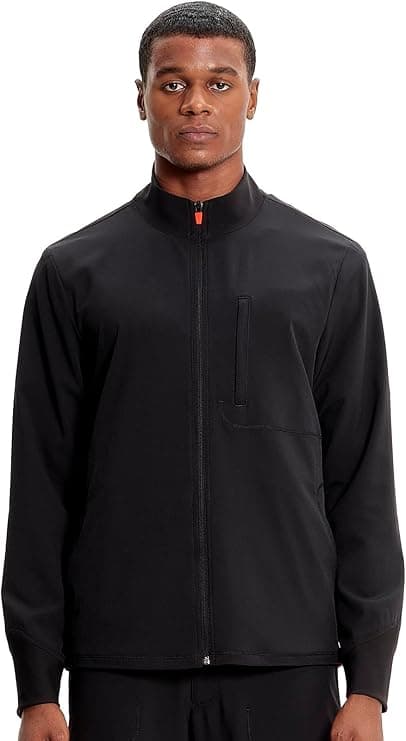 Infinity GNR8 Men's 4-Pocket Stretch Rib-Knit Zip Front Scrub Jacket