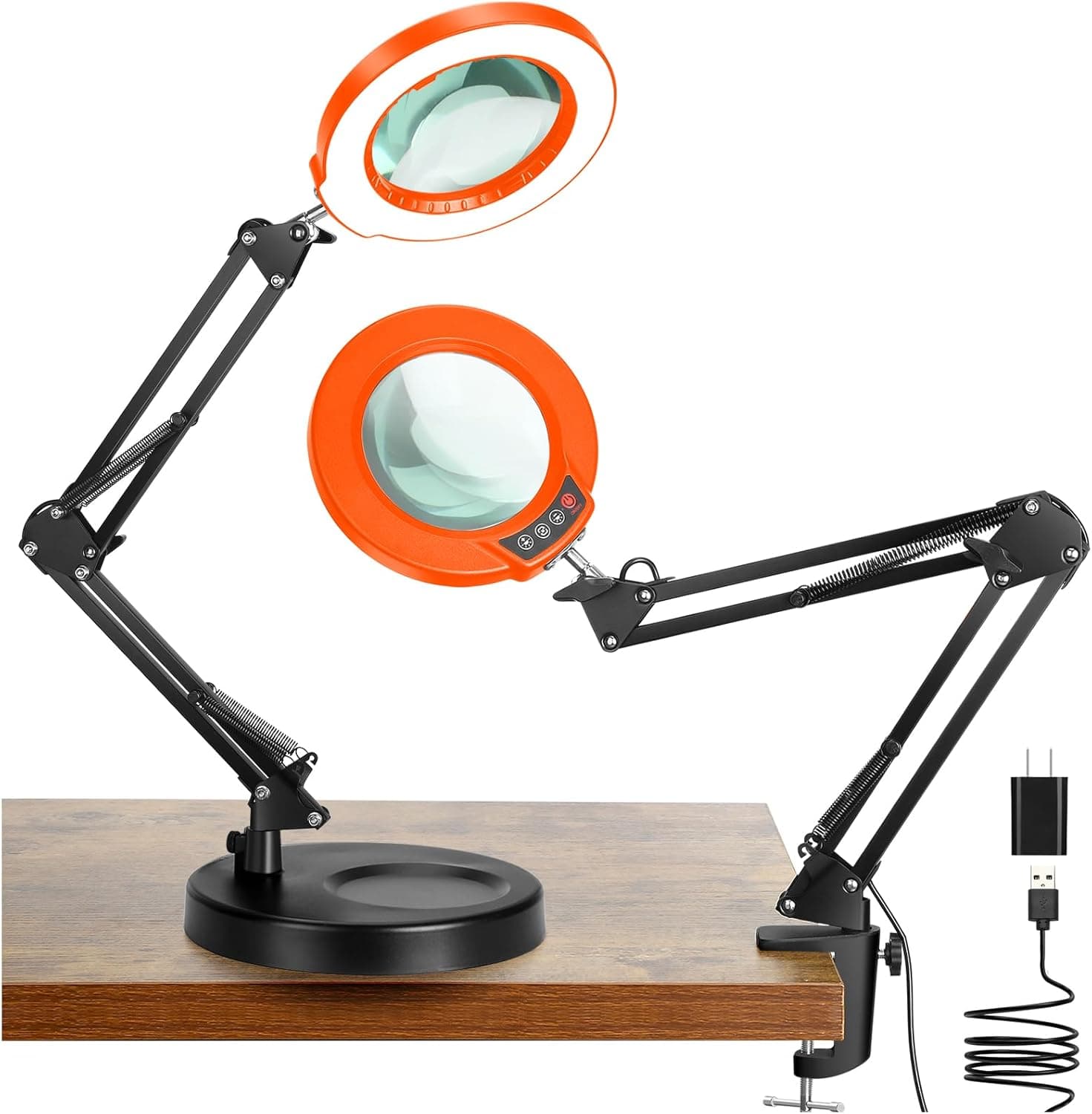 Magnifying Lens with Lamp 10X LED Light Clamp Stand 5 Modes