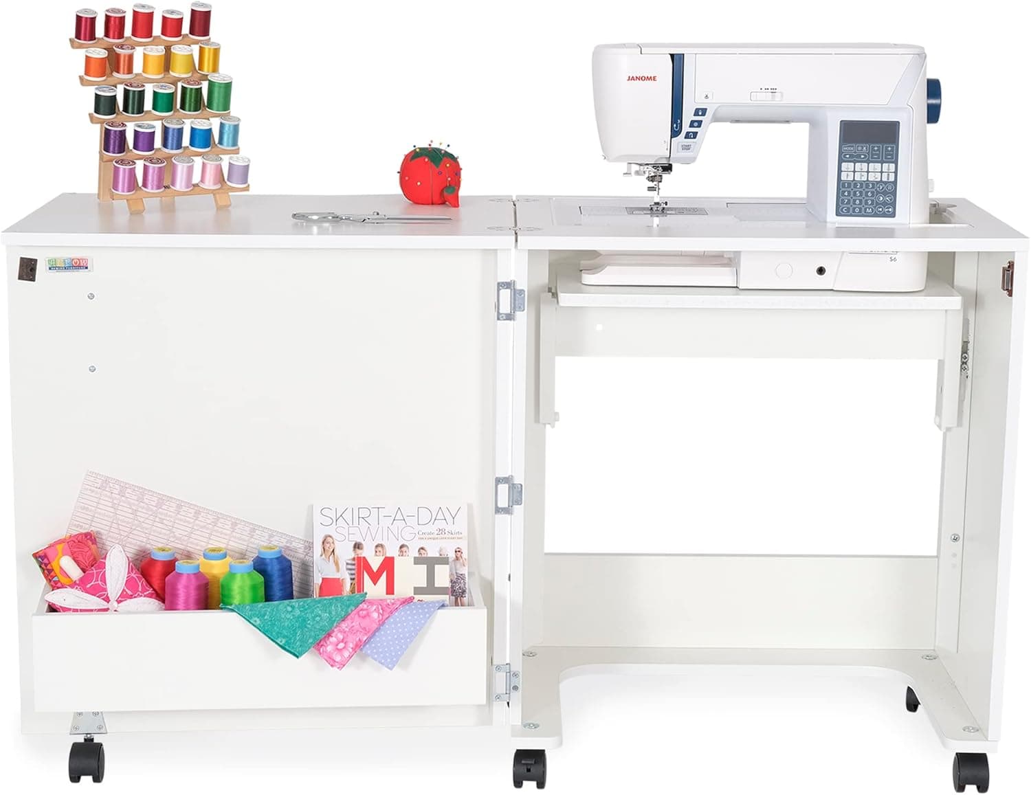 Sewing Machine Cabinet with Lift Folding Storage Table