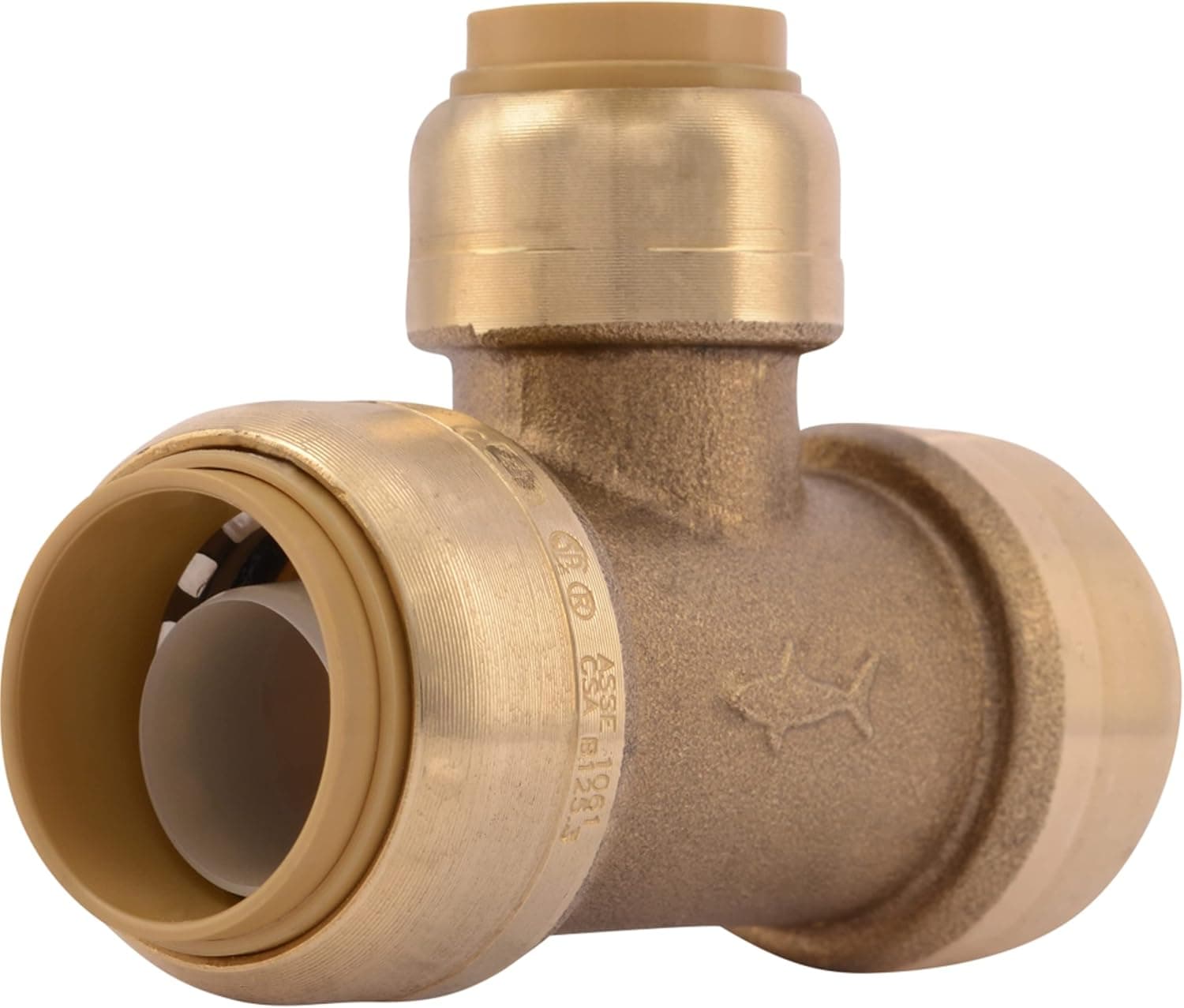 3/4 x 3/4 x 1/2 Tee – SharkBite Push-to-Connect Brass Reducing Tee Plumbing Fitting