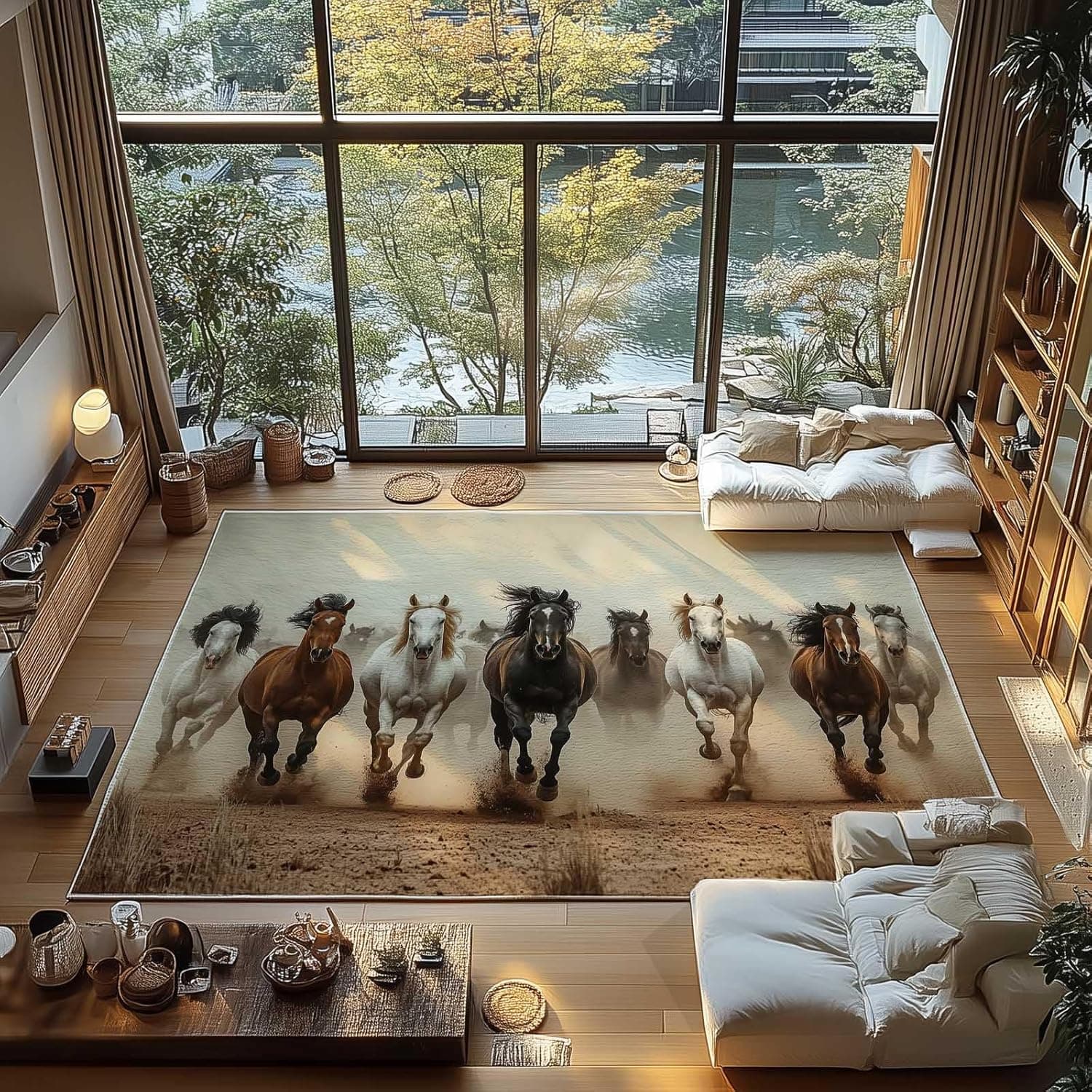 Horse Rug Running Horses Area Carpet